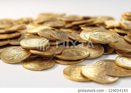 A spreading group of gold coins | A gorgeous money image symbolizing wealth and value A spreading group of gold coins | A gorgeous money image symbolizing wealth and value 129054183