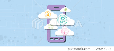 Cloud bstract concept technology background and network security 129054202