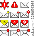 Virus email and spam warning icon set 129054366