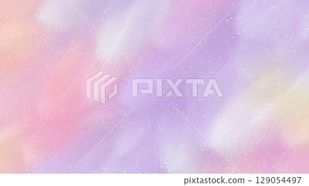 White feathers fluttering lavender pastel background soft texture 129054497