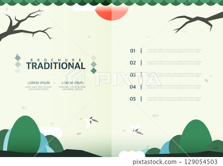Korean Traditional Brochure Design Illustration Korean Traditional Brochure Design Illustration 129054503