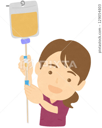 一名女護士正在設定靜脈注射滴注 129054803