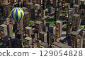 Illustration of colorful hot air balloons flying over a city 129054828