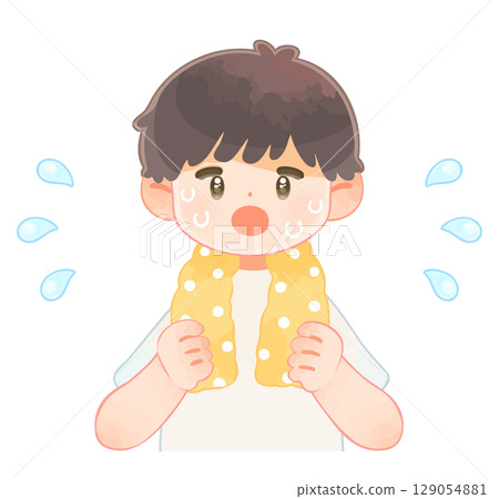 一個男孩大量出汗 129054881