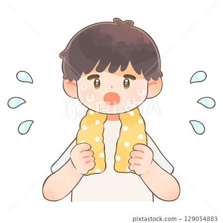 一個男孩大量出汗 129054883