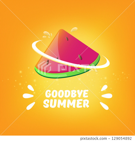 Vector GOODBYE Summer Beach Party Flyer Design template with watermelon slice isolated on orange background. vector goodbye summer, End summer poster, label, sticker, icon, logo poster design element Vector GOODBYE Summer Beach Party Flyer Design template with watermelon slice isolated on orange background. vector goodbye summer, End summer poster, label, sticker, icon, logo poster design element 129054892