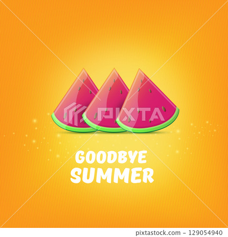 Vector GOODBYE Summer Beach Party Flyer Design template with watermelon slice isolated on orange background. vector goodbye summer, End summer poster, label, sticker, icon, logo poster design element Vector GOODBYE Summer Beach Party Flyer Design template with watermelon slice isolated on orange background. vector goodbye summer, End summer poster, label, sticker, icon, logo poster design element 129054940