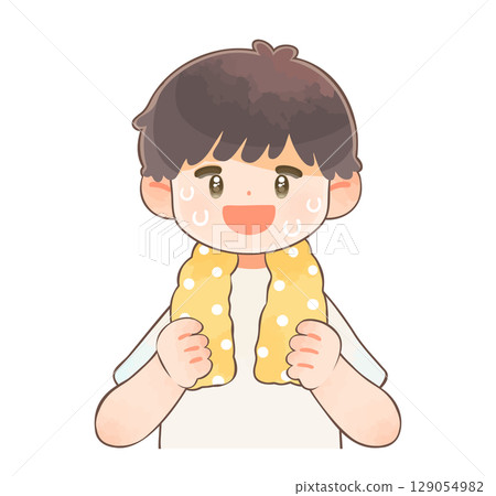 微笑的男孩健康地流汗 129054982