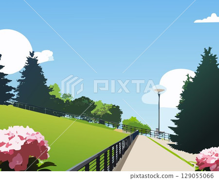 Scenery with flowers Scenery with flowers 129055066