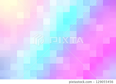 Soft pastel pixelated background with gradient pink, blue, and purple squares, abstract geometric mosaic pattern for modern digital design and creative projects 129055456