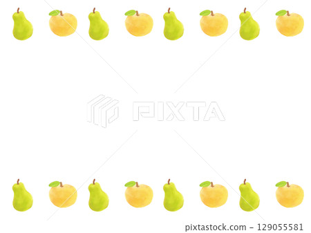 Watercolor pear and Japanese pear illustration frame 129055581