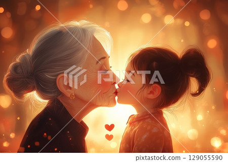 Heartwarming depiction of generational love, showcasing two people. 129055590