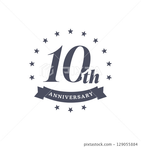 10th anniversary icon (vector, monochrome) 10th anniversary icon (vector, monochrome) 129055884