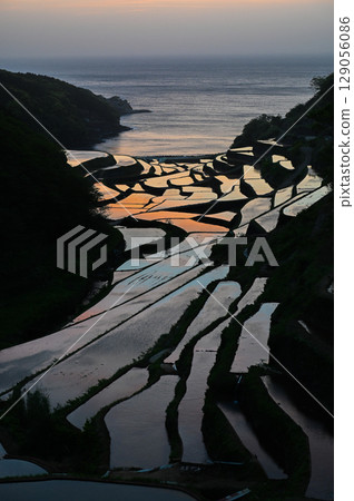 Spectacular views of the Genkai Sea: Hamanoura Rice Terraces Spectacular views of the Genkai Sea: Hamanoura Rice Terraces 129056086