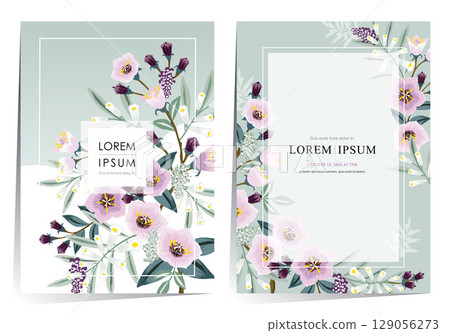 Vector Illustration Template Set of Summer Flowers in Cool and Fresh Colors Vector Illustration Template Set of Summer Flowers in Cool and Fresh Colors 129056273