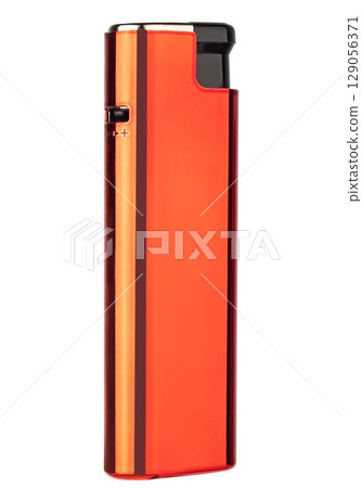 Classic lighter in red color, white insulated background. Classic lighter in red color, white insulated background. 129056371