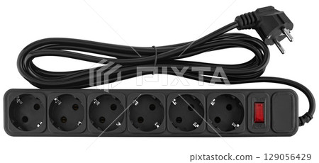 Electrical surge protector designed for household and office use. On a white background in insulation. Electrical surge protector designed for household and office use. On a white background in insulation. 129056429