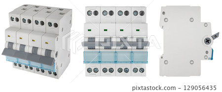 Classic modular switch for automating the electrical network. Simple and clear technical object for presentations. 129056435