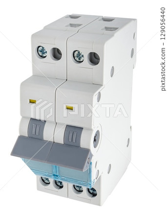 Detailed macro view of an electrical packet switch. High resolution image with neutral lighting. Detailed macro view of an electrical packet switch. High resolution image with neutral lighting. 129056440