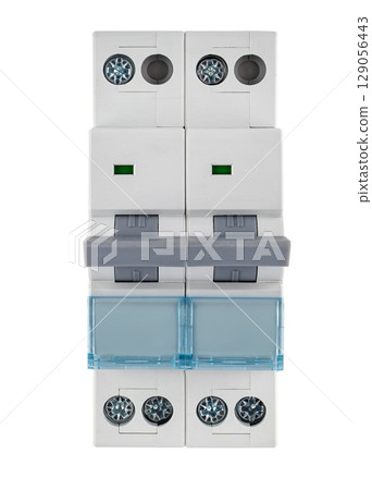 Detailed macro view of an electrical packet switch. High resolution image with neutral lighting. 129056443
