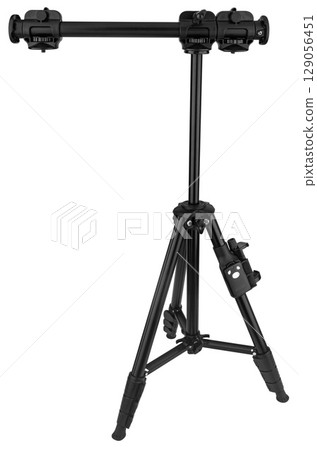 Professional tripod with telescopic sections and under-camera mount Professional tripod with telescopic sections and under-camera mount 129056451