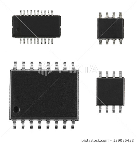 A set of microchips close-up on a white background. A set of microchips close-up on a white background. 129056458
