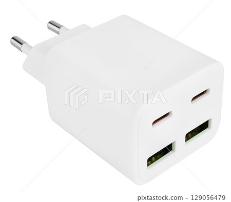 Powerful adapter for tablet, with support for fast charging. on white background Powerful adapter for tablet, with support for fast charging. on white background 129056479