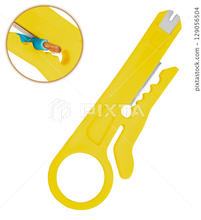 wire insulation stripping knife. on white background in insulation wire insulation stripping knife. on white background in insulation 129056504