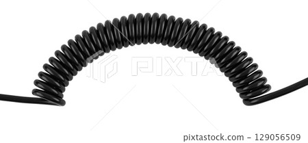 Tightly twisted spiral electric wire in insulation. on white background 129056509