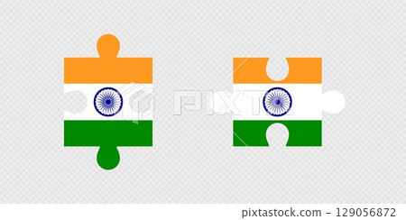 Puzzle Pieces with India Flag. Puzzle Pieces with India Flag. 129056872