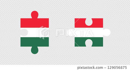Puzzle Pieces with Hungary Flag. 129056875