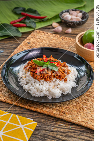 bean, fish, pork 129057308