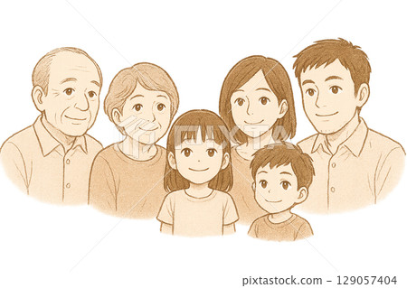 A three-generation family full of smiles A three-generation family full of smiles 129057404