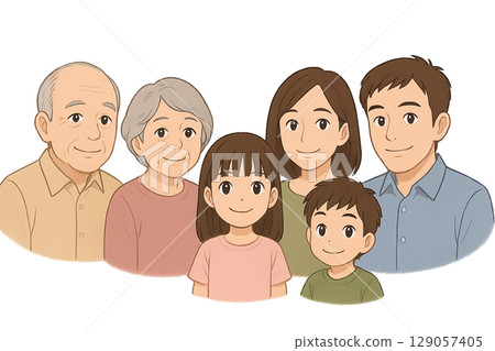 充滿笑容的三代家庭 充滿笑容的三代家庭 129057405