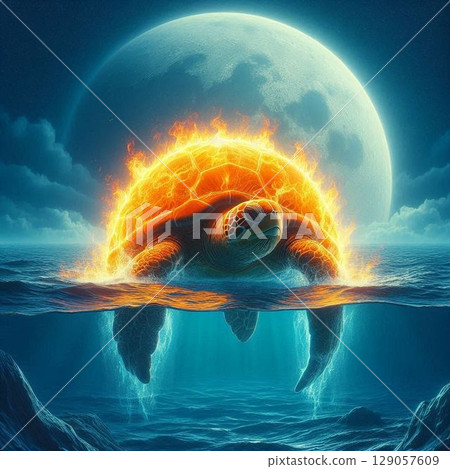 Mysterious sea turtle illustration Mysterious sea turtle illustration 129057609