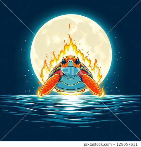 Mysterious sea turtle illustration Mysterious sea turtle illustration 129057611