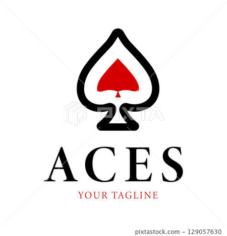 Modern Ace Spade Poker Logo with Red and Black Design Retro Vintage Design Illustration Modern Ace Spade Poker Logo with Red and Black Design Retro Vintage Design Illustration 129057630