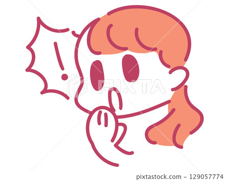 一個驚訝的女孩用手摀住嘴巴的插圖 129057774