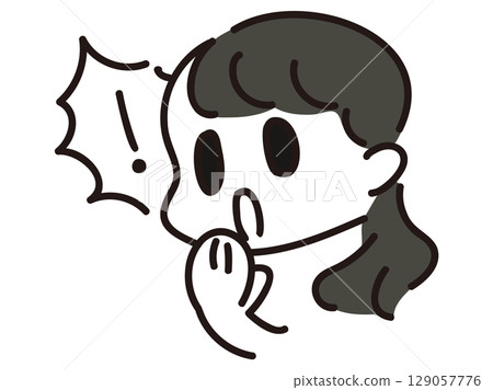 驚訝的女孩情緒插畫素材 驚訝的女孩情緒插畫素材 129057776