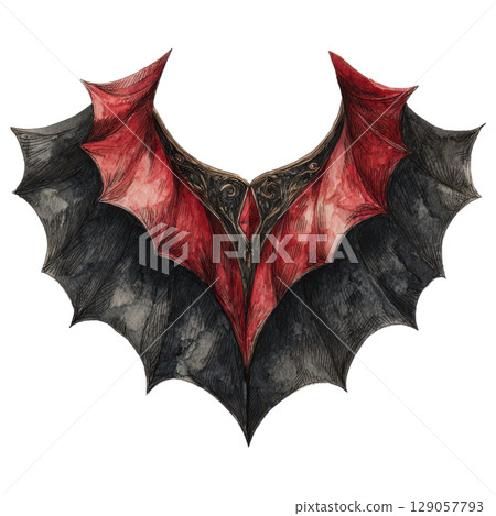 Gothic bat shaped necklace with red and black wing like details, perfect for Halloween costumes or vampire themed events Gothic bat shaped necklace with red and black wing like details, perfect for Halloween costumes or vampire themed events 129057793