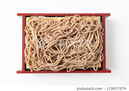 Zaru Soba Noodles Served in a Traditional Tray Zaru Soba Noodles Served in a Traditional Tray 129057874