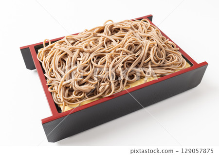 Zaru Soba Noodles Served in a Traditional Tray Zaru Soba Noodles Served in a Traditional Tray 129057875