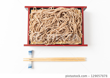 Zaru Soba Noodles Served in a Traditional Tray Zaru Soba Noodles Served in a Traditional Tray 129057878