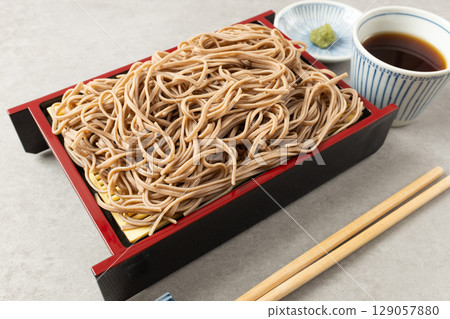 Zaru Soba Noodles with Dipping Sauce and Chopsticks Zaru Soba Noodles with Dipping Sauce and Chopsticks 129057880