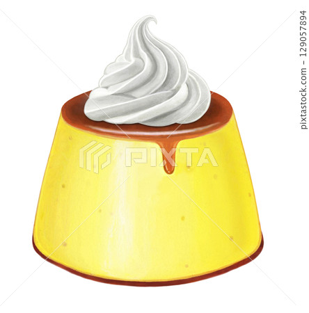 Pudding illustration - whipped cream 2 129057894