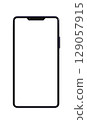 3D illustration of a smartphone with a white screen 129057915