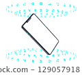 Illustration of a smartphone floating in digital space 129057918