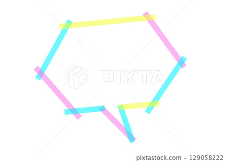 Colorful fluorescent tape style speech bubble frame Colorful fluorescent tape style speech bubble frame 129058222