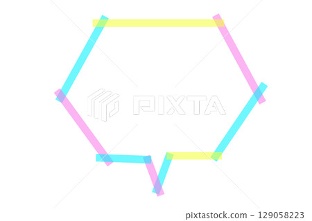 Colorful fluorescent tape style speech bubble frame Colorful fluorescent tape style speech bubble frame 129058223