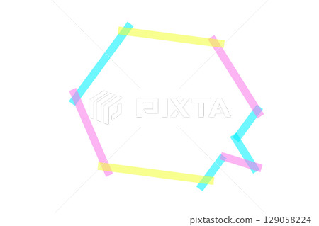 Colorful fluorescent tape style speech bubble frame Colorful fluorescent tape style speech bubble frame 129058224